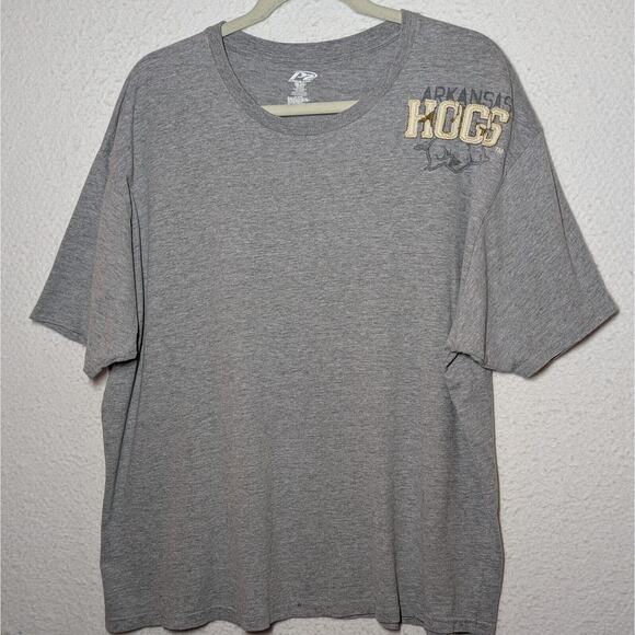 Arkansas Hogs Logo Soft T-Shirt Women Size 2XL Grey P2 Pro Player Top Razorbacks - Picture 1 of 7